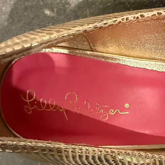 Lilly Pulitzer Gold Wedge Heels - Picture 5 of 6